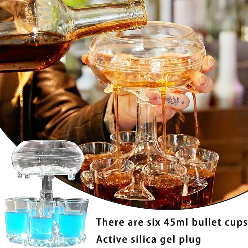 

Creative Multifunctional Wine Dispenser Party Pourer Six Glasses Dispenser Bar Drink Tool for Wine Beer Whiskey Coffee