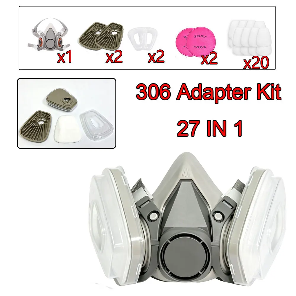 Gasmaske 6200 Set für Fahrzeuglackierung mit Filterkartuschenbox 6001/6002 für Organische Säuredämpfe 5N11 Filter Staubdicht Bergbau