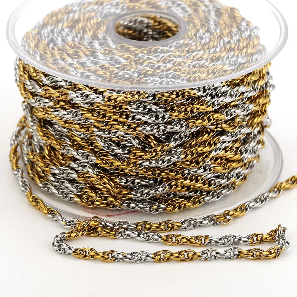 1 Metre Stainless Steel Cross Gold Silver Mixed Color Chain for Jewelry Making DIY Necklace Bracelet Jewelry Materials Supplies