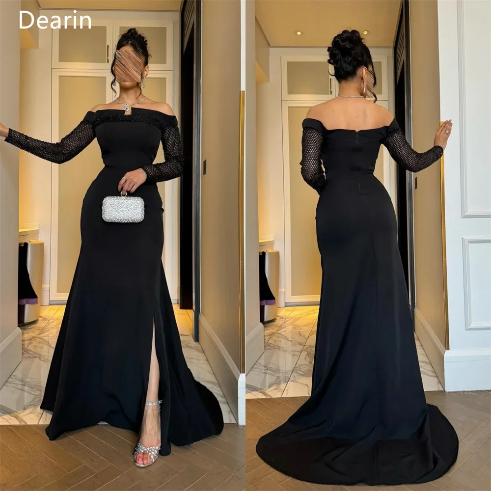 Customized Women Prom Gown Formal Dearin Off-the-shoulder Mermaid Floor Length Draped Tulle Bespoke Occasion Dresses Evening Dre