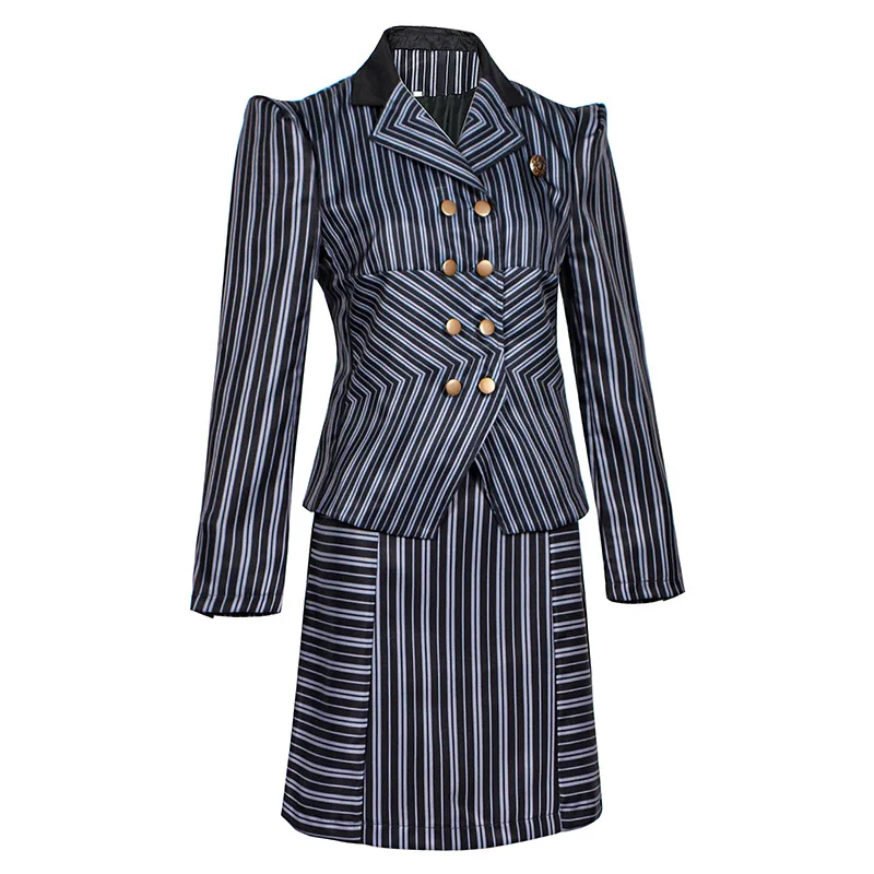 Movie Wicked Elphaba Cosplay Costume for Women Uniform Striped Suit Halloween Party Role Play Outfit Comic Con Anime Clothes