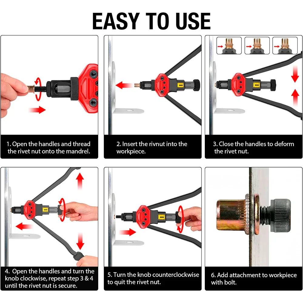 Набор метрических + императорских заклепок и гаек, домашний беспроводной заклепочный пистолет, клепальный станок, инструмент для заклепок с двойной ручкой, инструмент для заклепок вставки гаек