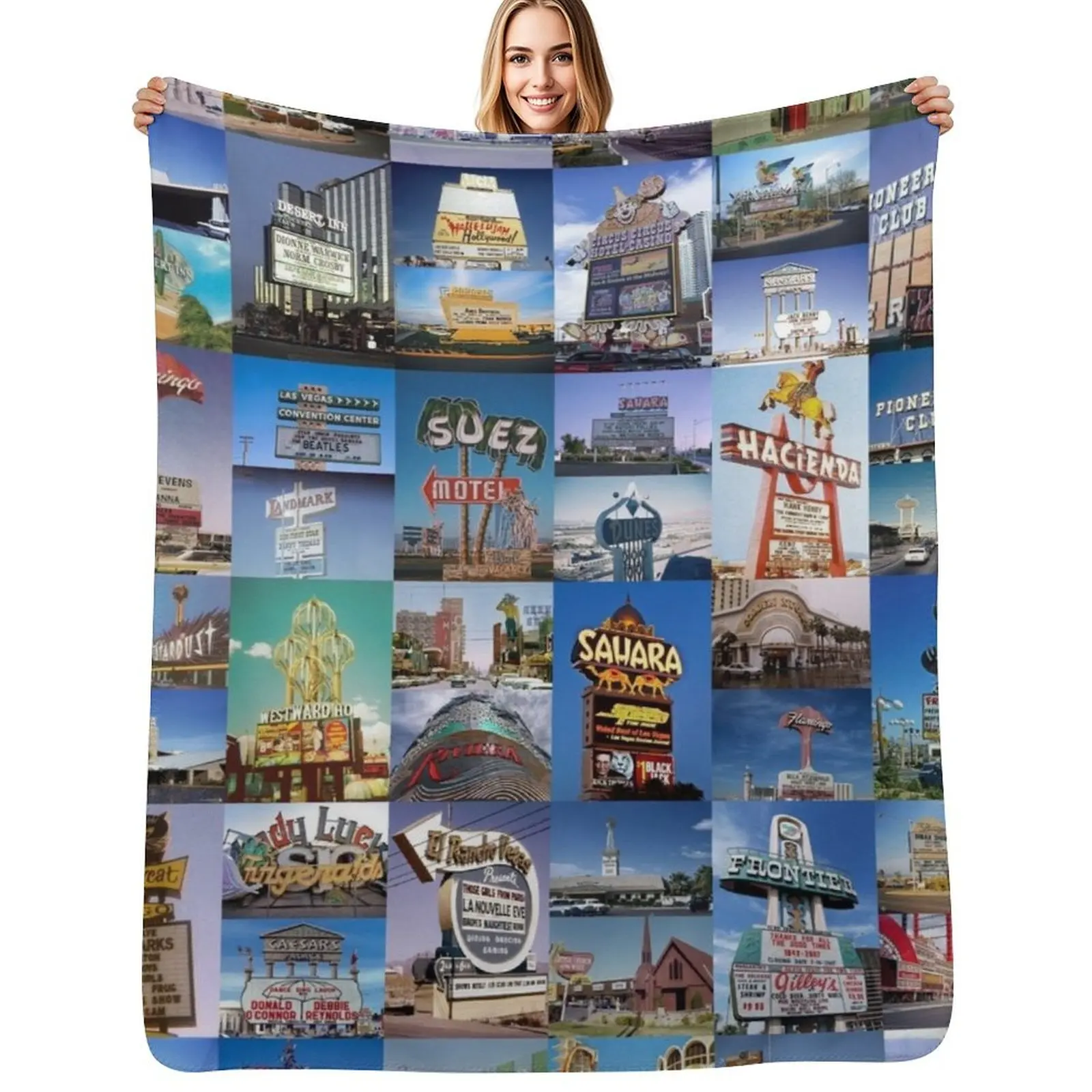 

Old Las Vegas Throw Blanket Decorative Throw For Decorative Sofa Personalized Gift Winter beds Blankets