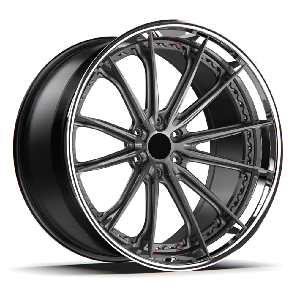 2 Piece Forged Alloy Wheels Black Multi Spoke Car Wheels 5x112 5x120 5x114.3 17 18 20 22 24 26 Inch Wheels for Benz