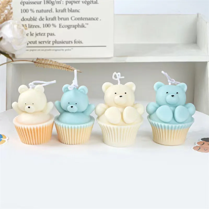

Cupcake Bear Silicone Mold DIY Chocolate Cake Ice Cube Mold Aromatherapy Candle Plaster Resin Mold Candle Making Supplies