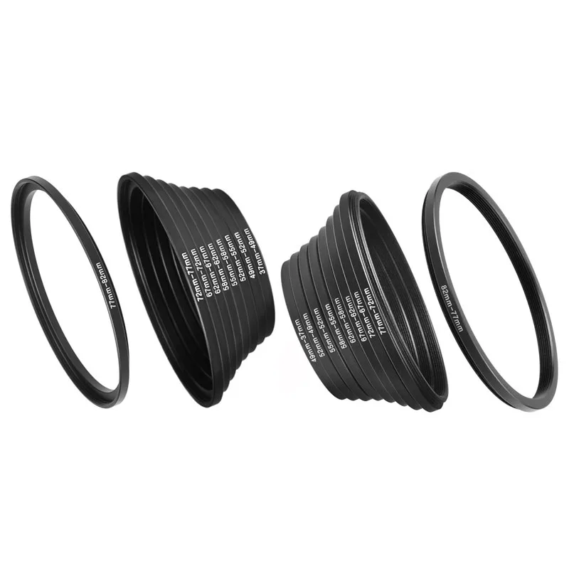 Adattatore Step Down 52 Mm – 49 Mm Per Filtri E Paraluci – Anello In Alluminio Nero Opaco