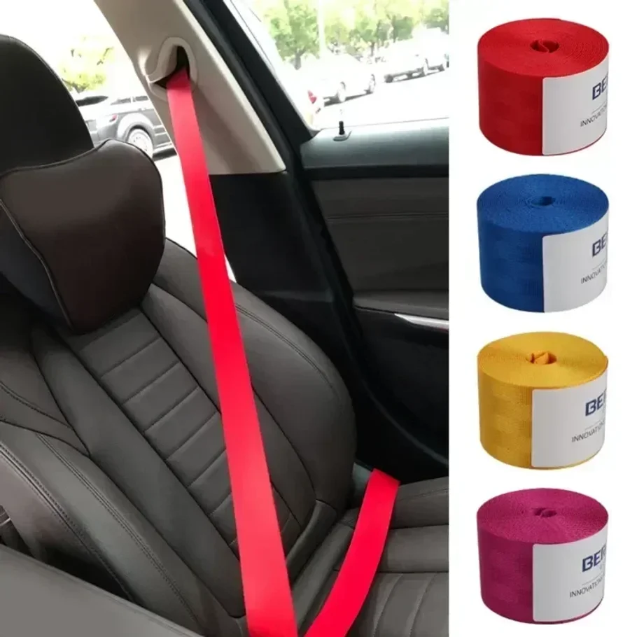 

3.6M Auto Car Seat Belt Seatbelt Webbing Lap Retractable Safety Strap Universal 48MM Car Seat Conversion Car Accessories