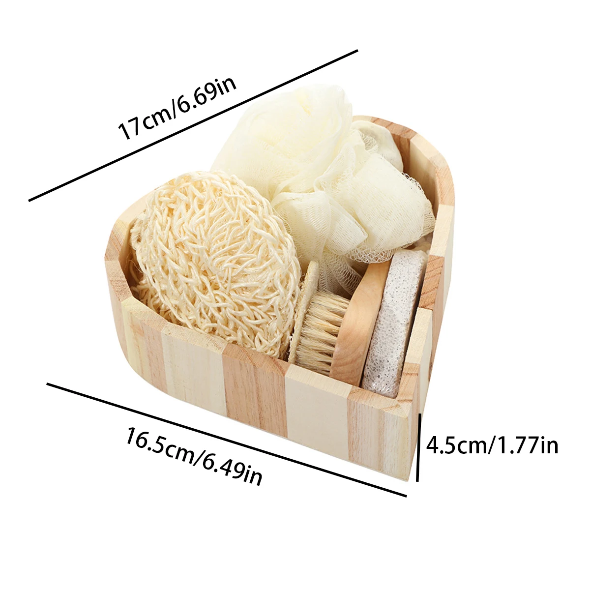1 Set herzförmiges Dusch- und Badezimmer-Spa-Geschenkset, Badezimmerzubehör in Spa-Qualität, für Hochzeiten, Partys und Feiertage – Detail 2