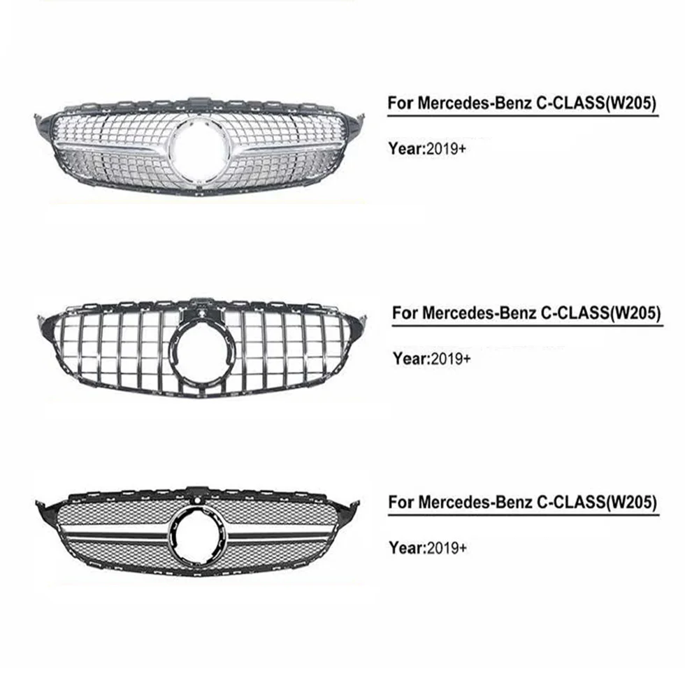 Wholesale GT Style chrome black front bumper mesh grille for Mercedes Benz c-class W205 2019+