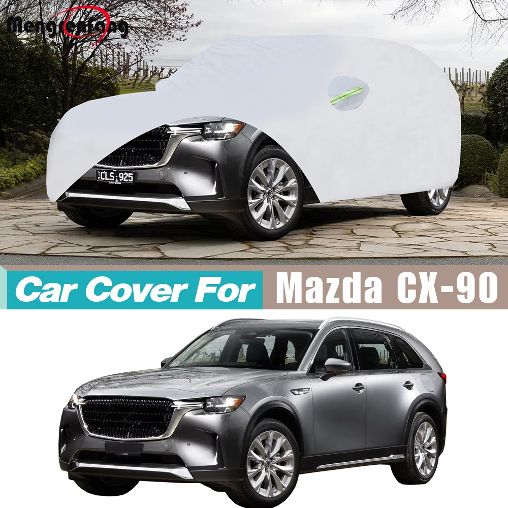 

Silver Car Cover For Mazda CX-90 CX-70 2024-2026 Windproof Sun Rain Snow Dust Scratch Prevent SUV Cover