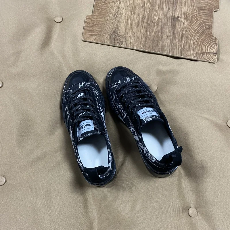

Summer Black Low-Top Vulcanized Shoes, Large Size Shoes, Men's Canvas Shoes, Breathable Men's Shoes, Versatile Casual Sneakers