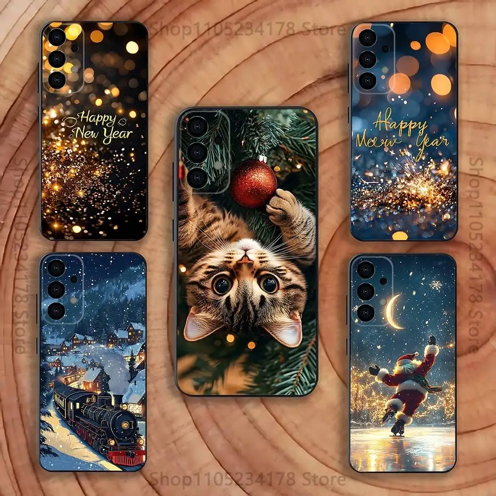 

New Year snow Christmas Case for Samsung Galaxy S21 S25 FE S24 S23 Ultra S20 S9 S22 Plus S10 TPU Cover