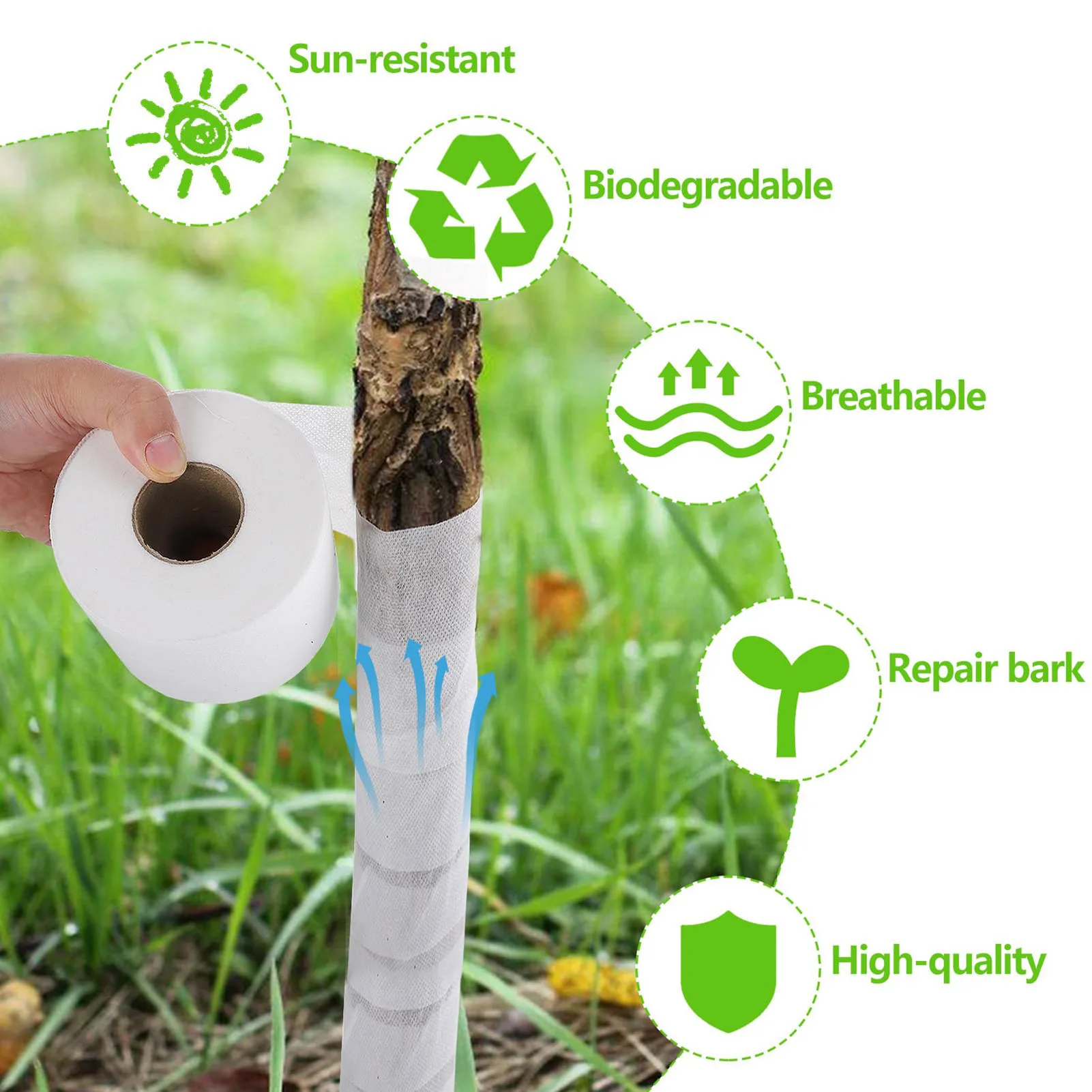 Gardeners Tree Wrapping Bandage Breathable for Fruit Trees Shrubs Oaks Winterproof Non-woven Cloth Trunk Protector Durable