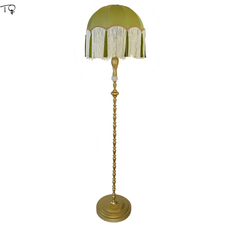 

French Retro Medieval Atmosphere Floor Lamp LED E27 Gold Lustre Luxury Corner Standing Lamp Living Room Bedside Girl's Room Sofa