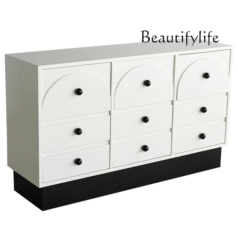 Modern simple Nordic style colored dining side cabinet drawer storage cabinet light luxury living room wall locker