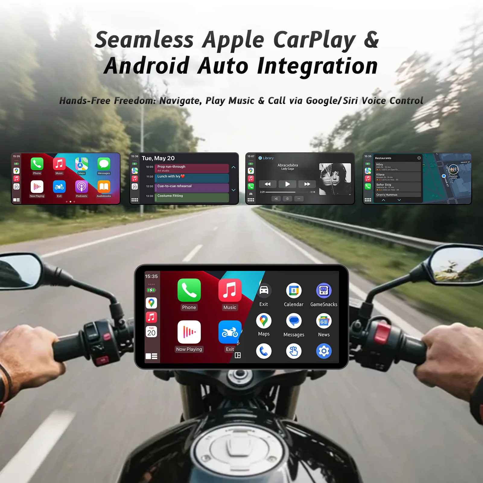 6-Inch Motorcycle Smart Display - Wireless CarPlay & Android Auto TPMS |IP67Waterproof | HD Touchscreen| Fits Most Bikes