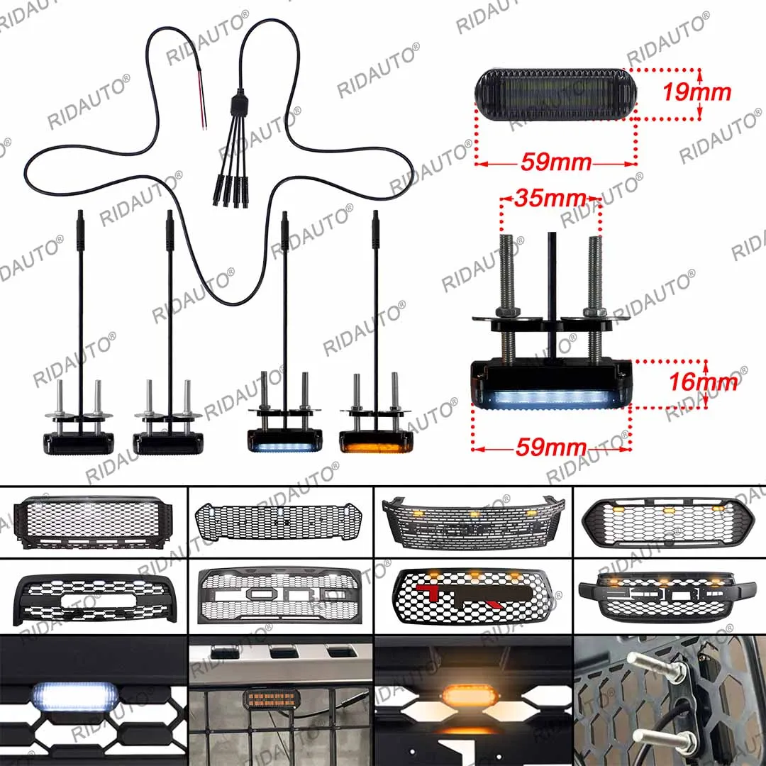 

For RANGER HILUX NAVARA F150 TRANSIT TRITON Pickup Truck SUV Universal LED Dedicated Light Running Lamps Universal Grille Lights