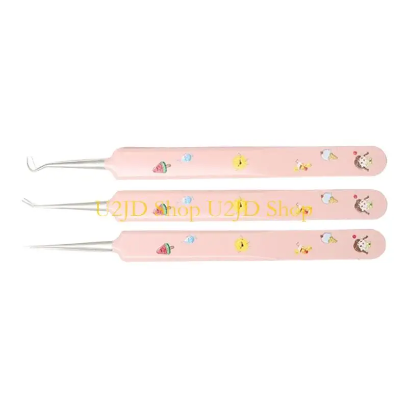 U2JD 3 Pcs Facials Blackhead Remover Tweezers Pimple Popper Tool Kits Makeup Tool