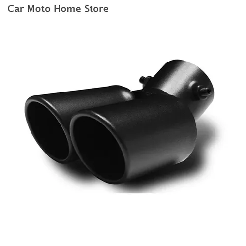 Imagen 2 del producto 1 Uds. De escape Universal de doble salida para coche de 63mm, punta de escape negra de acero inoxidable, silenciador trasero, puntas de tubo doble, accesorios para coche