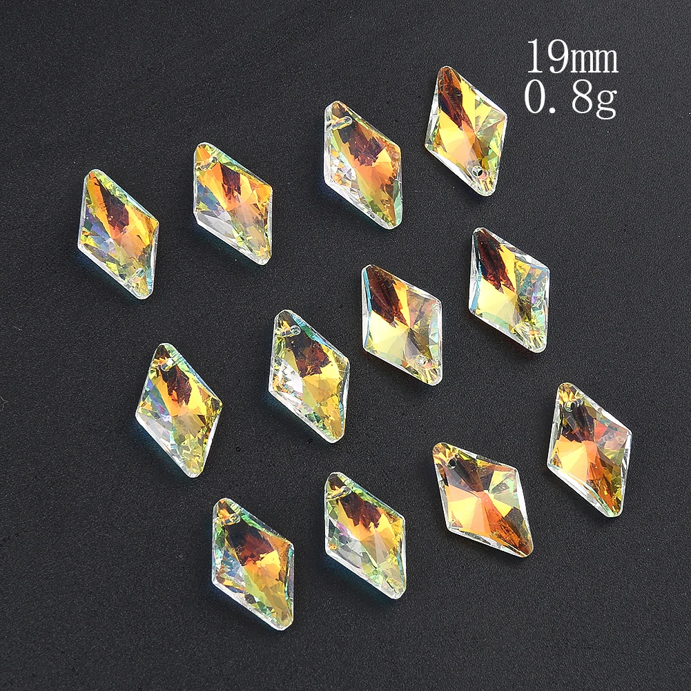 10PC Faceted pryzmat szkło rombowy rombowy polerowany kryształ AB kolor Aurora Sun Catcher paciorek do naszyjnika wisząca biżuteria wisiorek wystrój