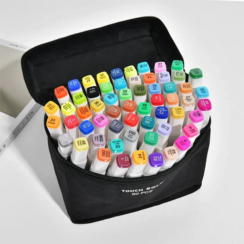 Fettige Alkohol Marker 24/48/80 Farbe Doppel Kopf Malerei Stift Student Kunst Creation Kunst Liefert Set kinder Geschenk