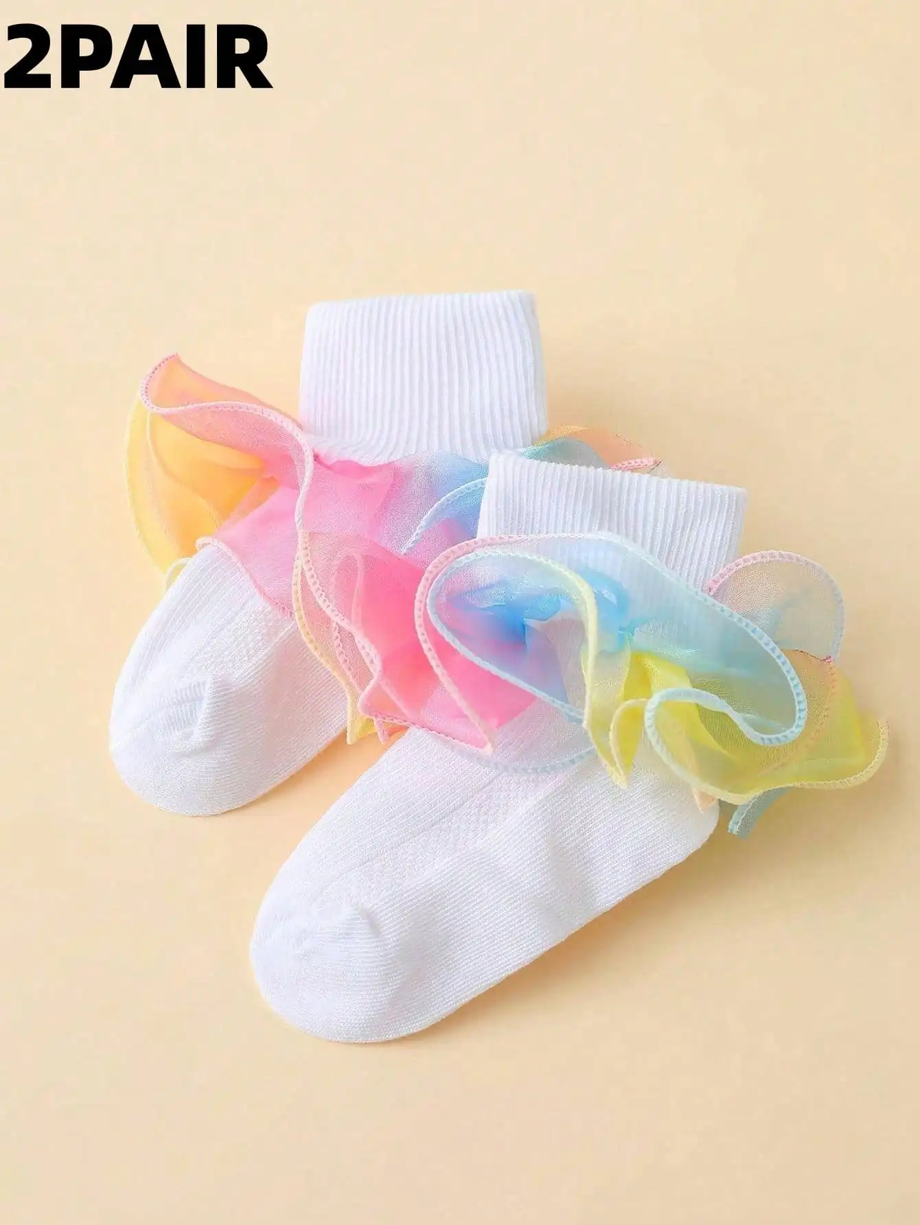 2 pairs of colorful lace princess style girls' dance socks
