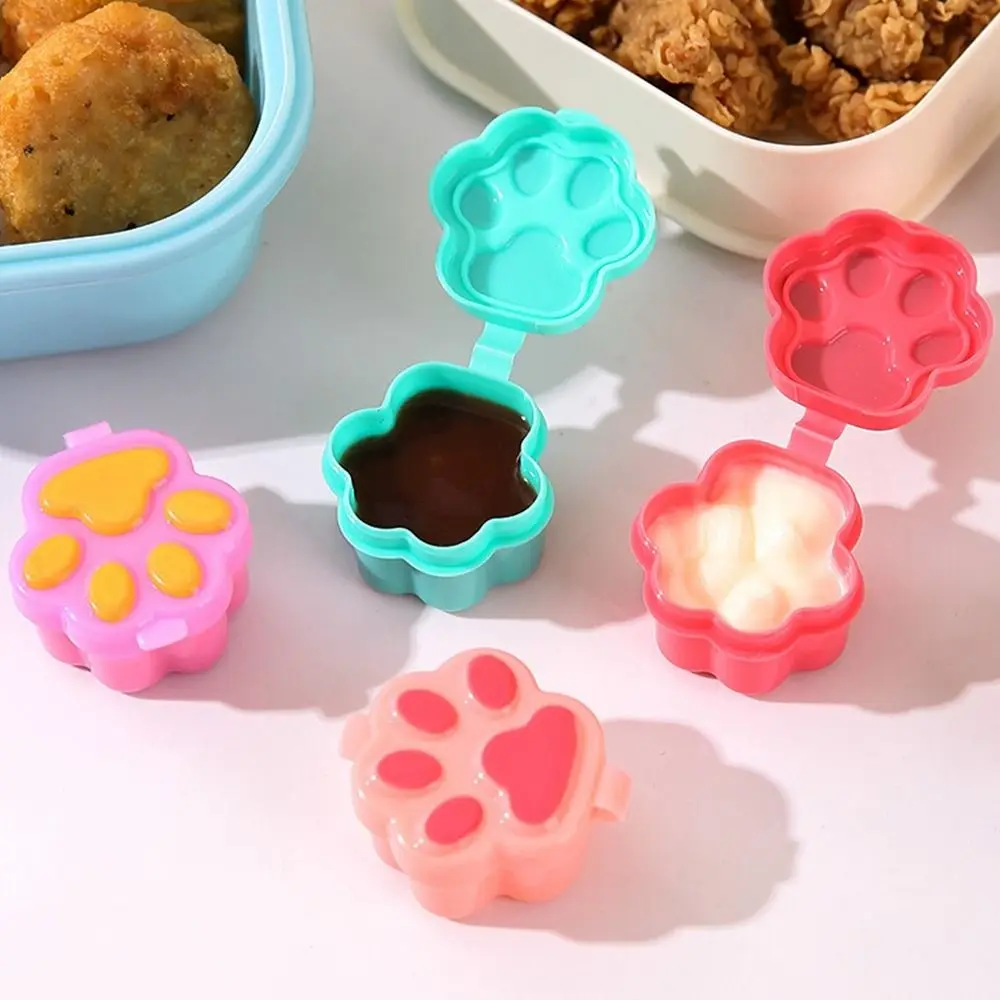 Portable Cartoon Cat Paw Sauce Bottle Mini Dustproof Sauce Box Condiment Container