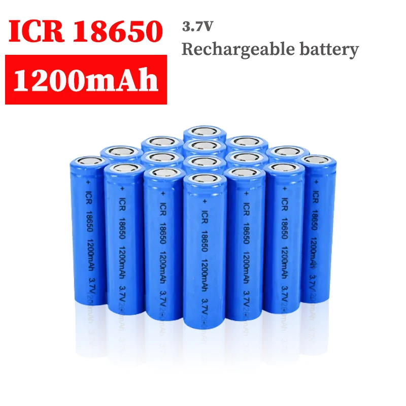 

18650 Battery 3.7V 1200mAh ICR Rechargeable Li-ion Batteries for Headlamp Mini Fan Laser Pointer Flashlight Doorbells