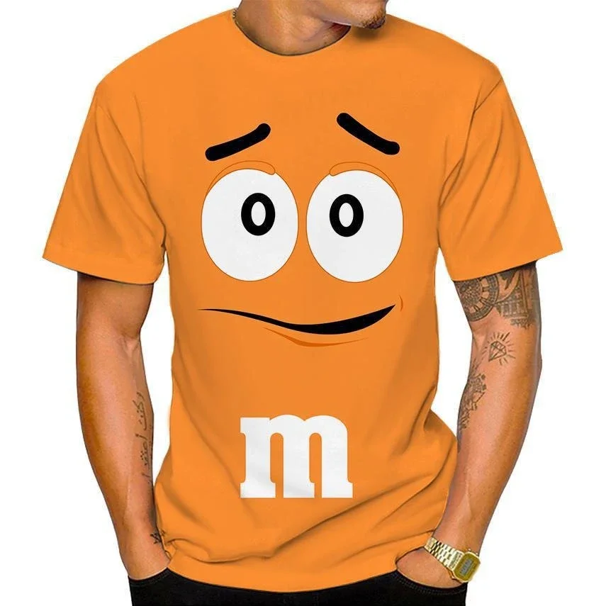 New 2023 Funny M&M\'s Chocolate Bean Cartoon 3D Printed T-shirt Unisex Casual ShortSleeve Shirt Fashion Personalization Tees Tops