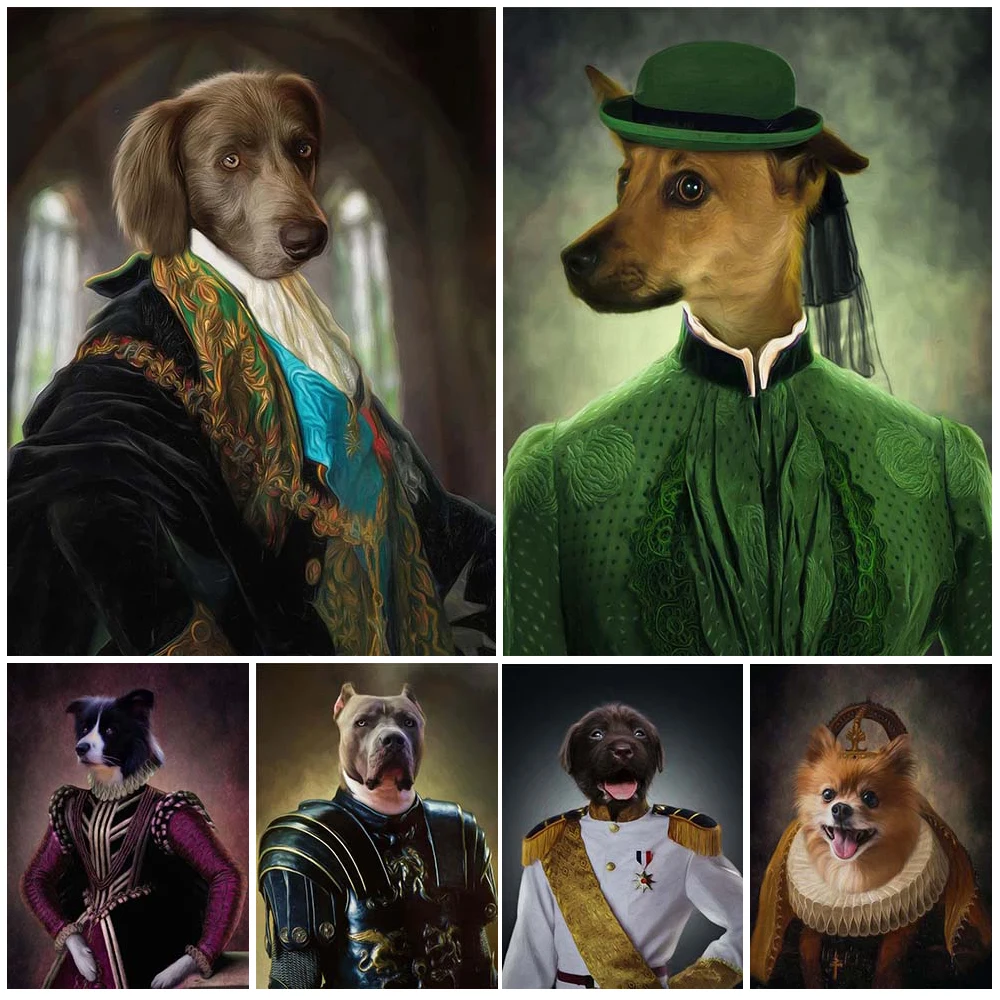 

Pet Dogs Cat Funny Gentleman Posters Wall Pictures For Living Room Nordic Poster Wall Art Canvas Painting Home Decor Unframed