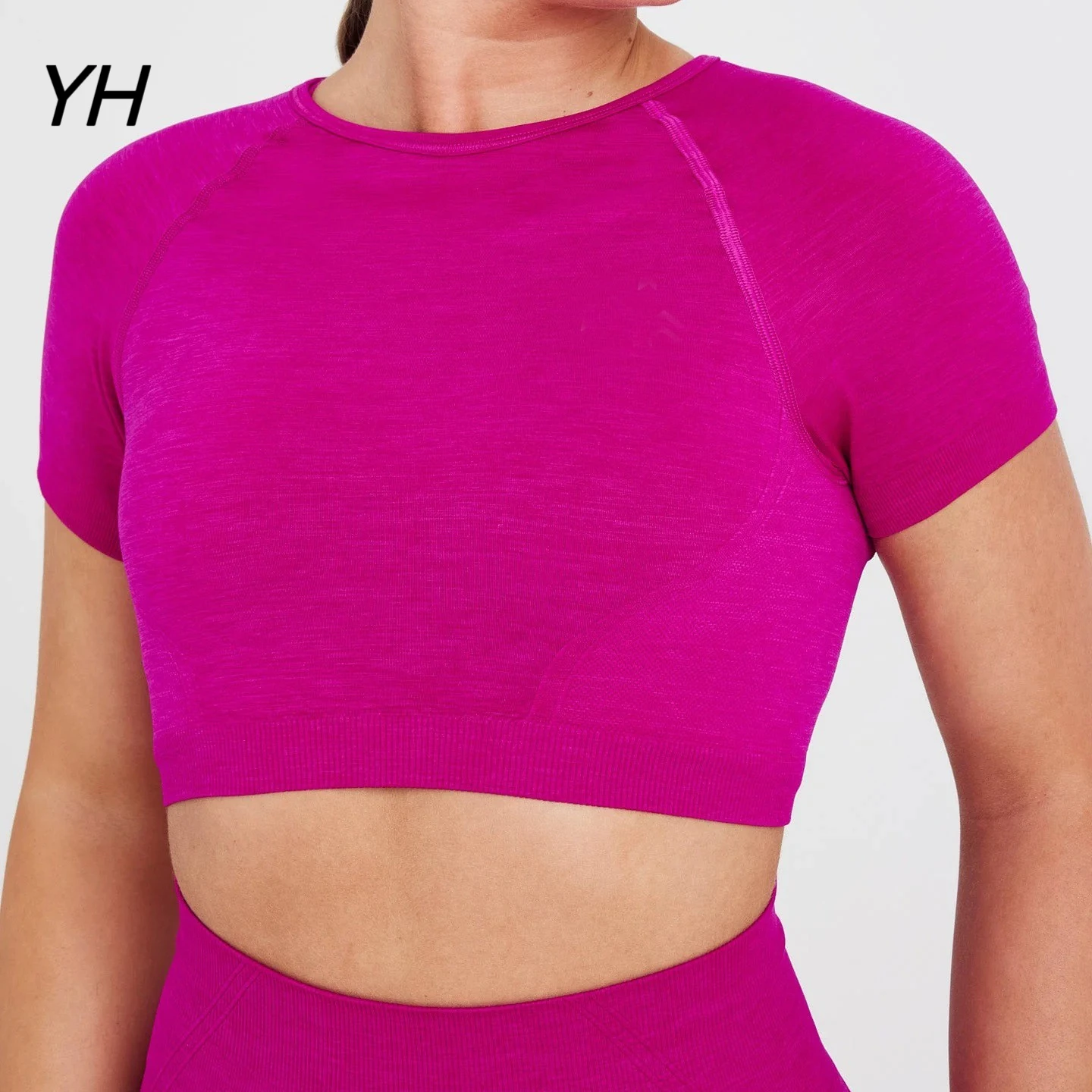 Effortless Women Seamless Yoga Shirt Fitness Short Sleeve Workout Crop Top Sports Clothes Golf Wear Breathable Running T-shirts