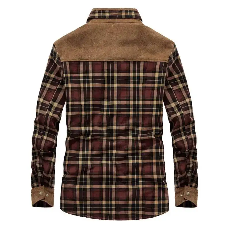 Men Plaid Shirts Winter Jackets Fleece Warm Shirts Coats High Quality Men Cotton Fit Business Casual Outerwear Shirts Jackets