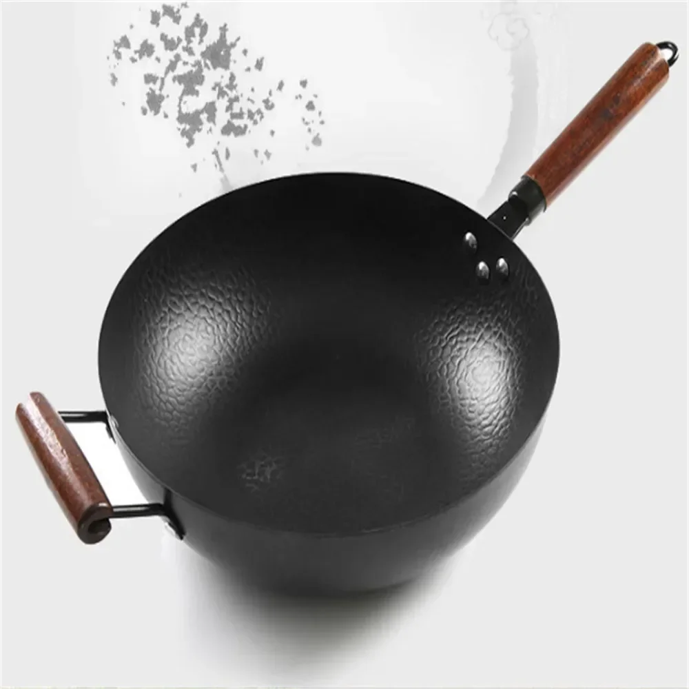 

Чугунные вок 32 см 34 см Котел Вок Сковорода с антипригарным покрытием Вок Хлеб Пицца Яйцо Газовая плита Блинная сковорода для домашней кулинарии