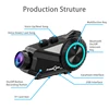 Freedconn R3 Pro Group Helmet Bluetooth Headset Intercom DVR Dash Cam WiFi Video Recorder 1440P APP Music FM for Motorcycle 5