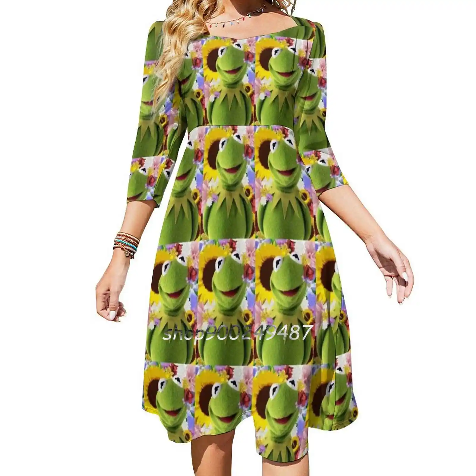 The Frog Flowers Sweetheart Knot Flared Dress Fashion Design Large Size Loose Dress Flower Flower Power Flower Edit Tumblr