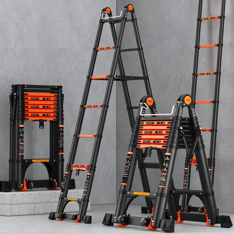 aluminium ladders,multifunctional aluminum alloy telescopic ladder, household portable engineering folding ladde Folding
