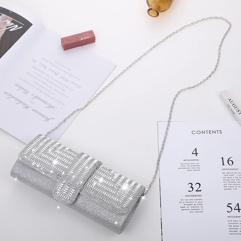 Factory Direct Sales Stick Diamond Three Discount Dinner Bag Hand Armpit Chain Wedding Party Crystal Evening Clutch Bag