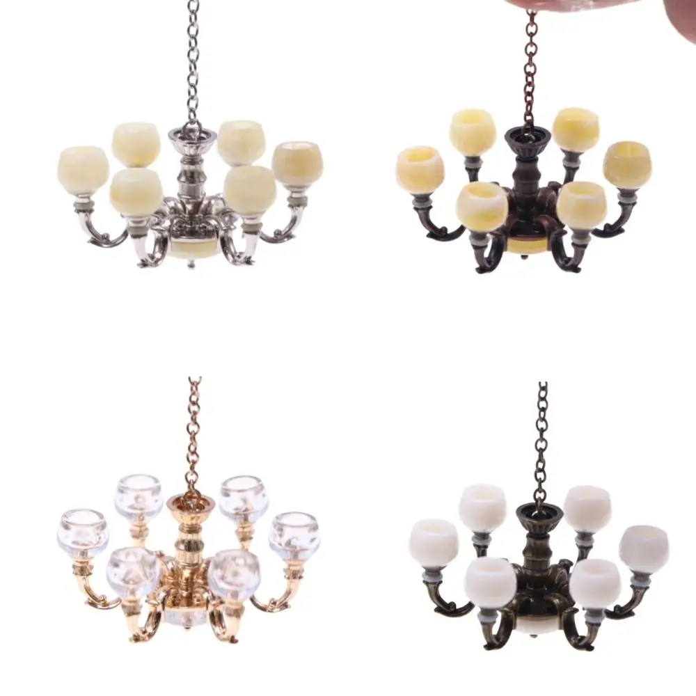 1/12 Dollhouse Miniature Lamp Doll House Accessories Chandelier Light Ceiling Lamp Light Furniture Model Decor Toy
