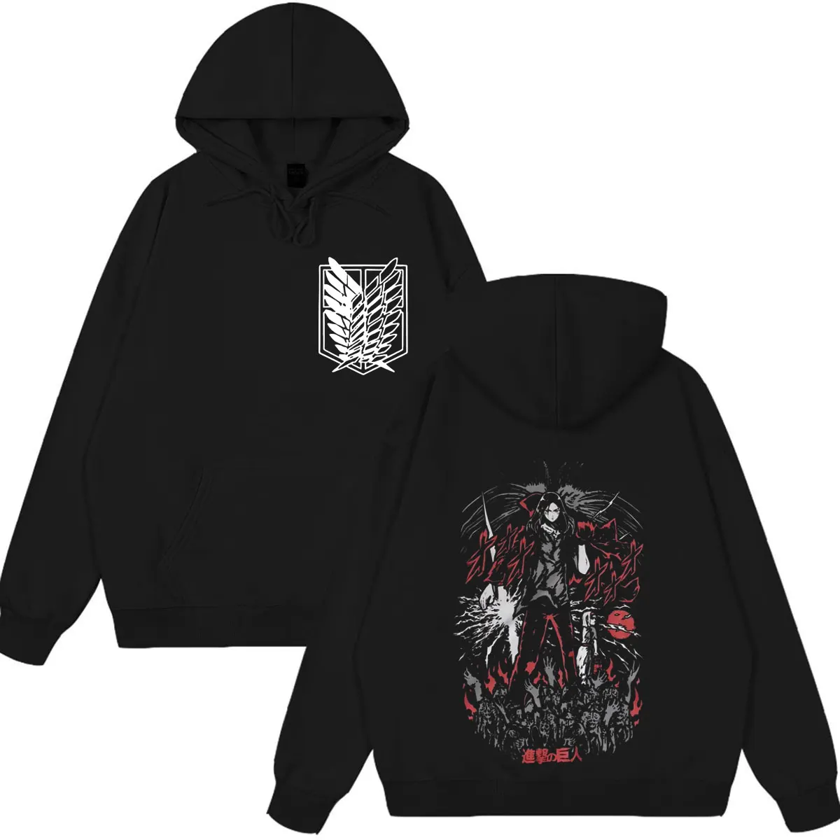 Anime Attack on Titan Mikasa Ackerman Eren Jaeger Hoodie Winter Funny Men Women Clothing Fashion Tops Vintage Casual Streetwears