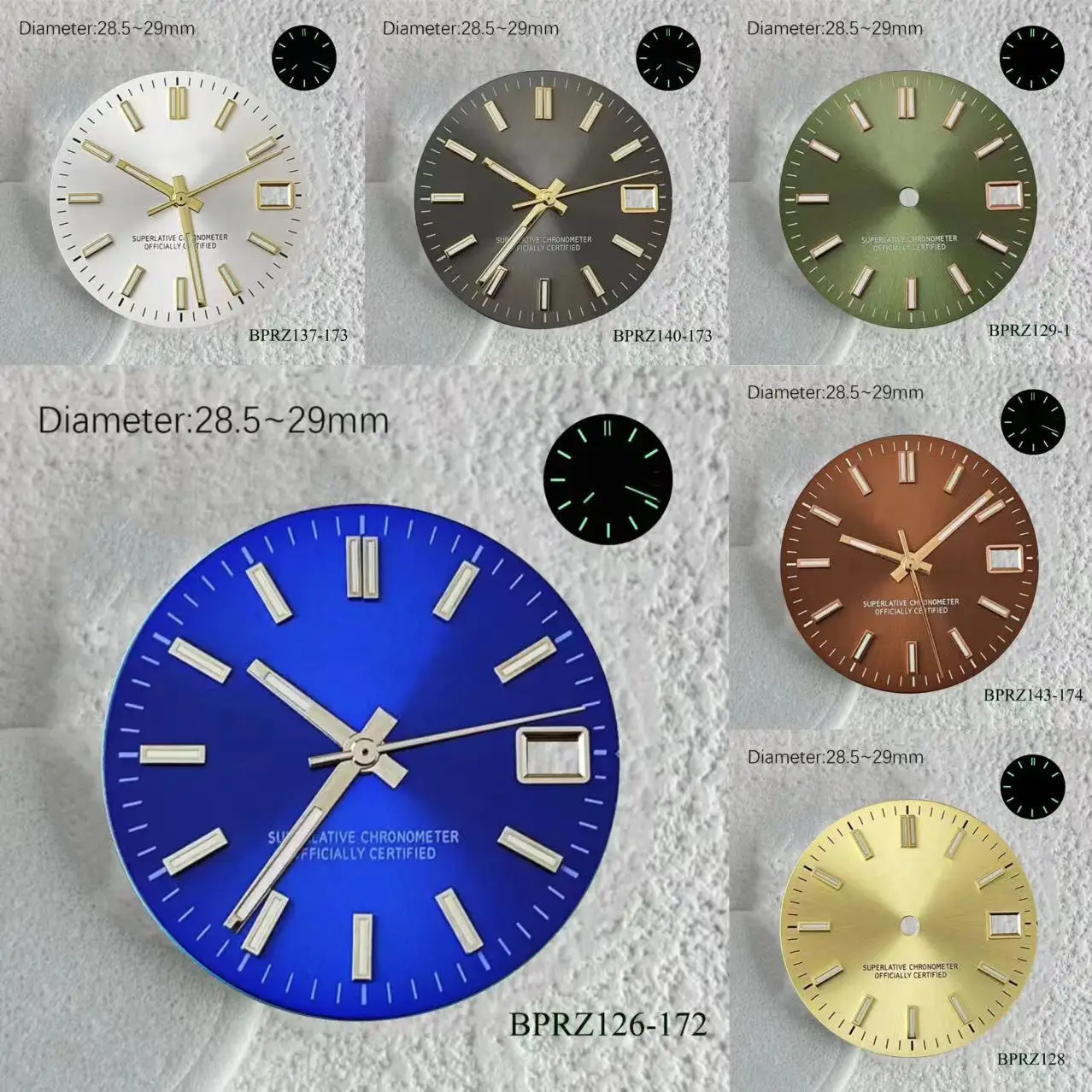 28.5mm High Quality green Single date S logo dial watch hands suitable for nh dial 35 movement watch accessories repair tool