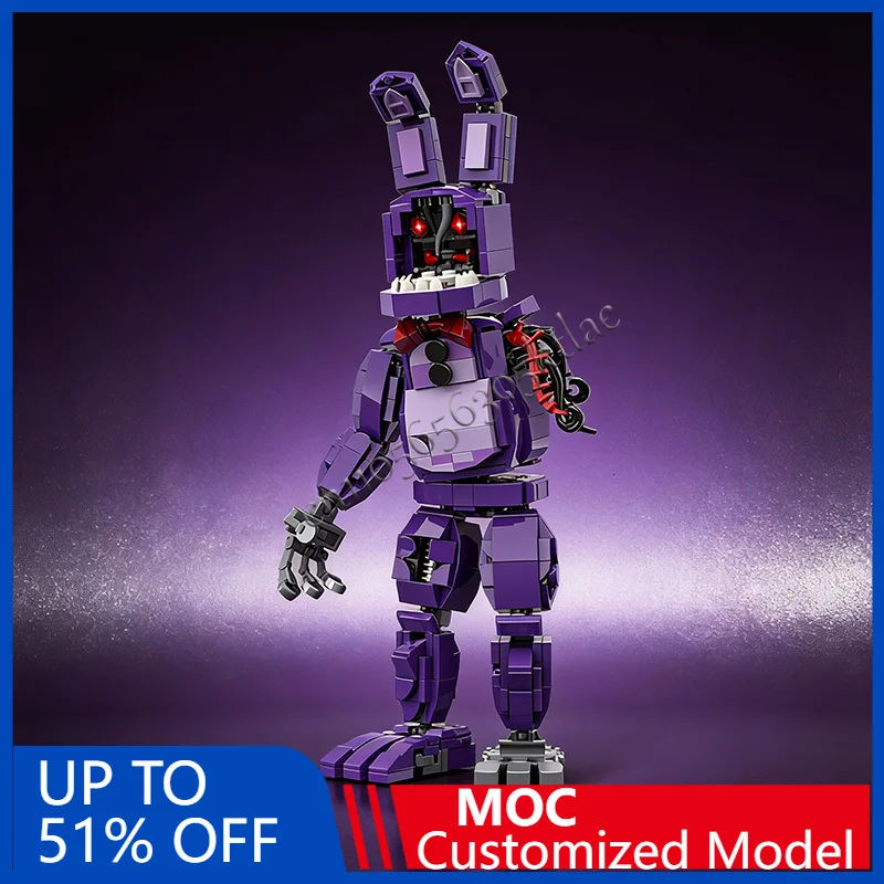 464 pièces flétri Bonnie cinq nuits MOC modèle de vue de rue créatif Puzzles personnalisés bricolage éducation modèle d'assemblage jouet d'anniversaire cadeau