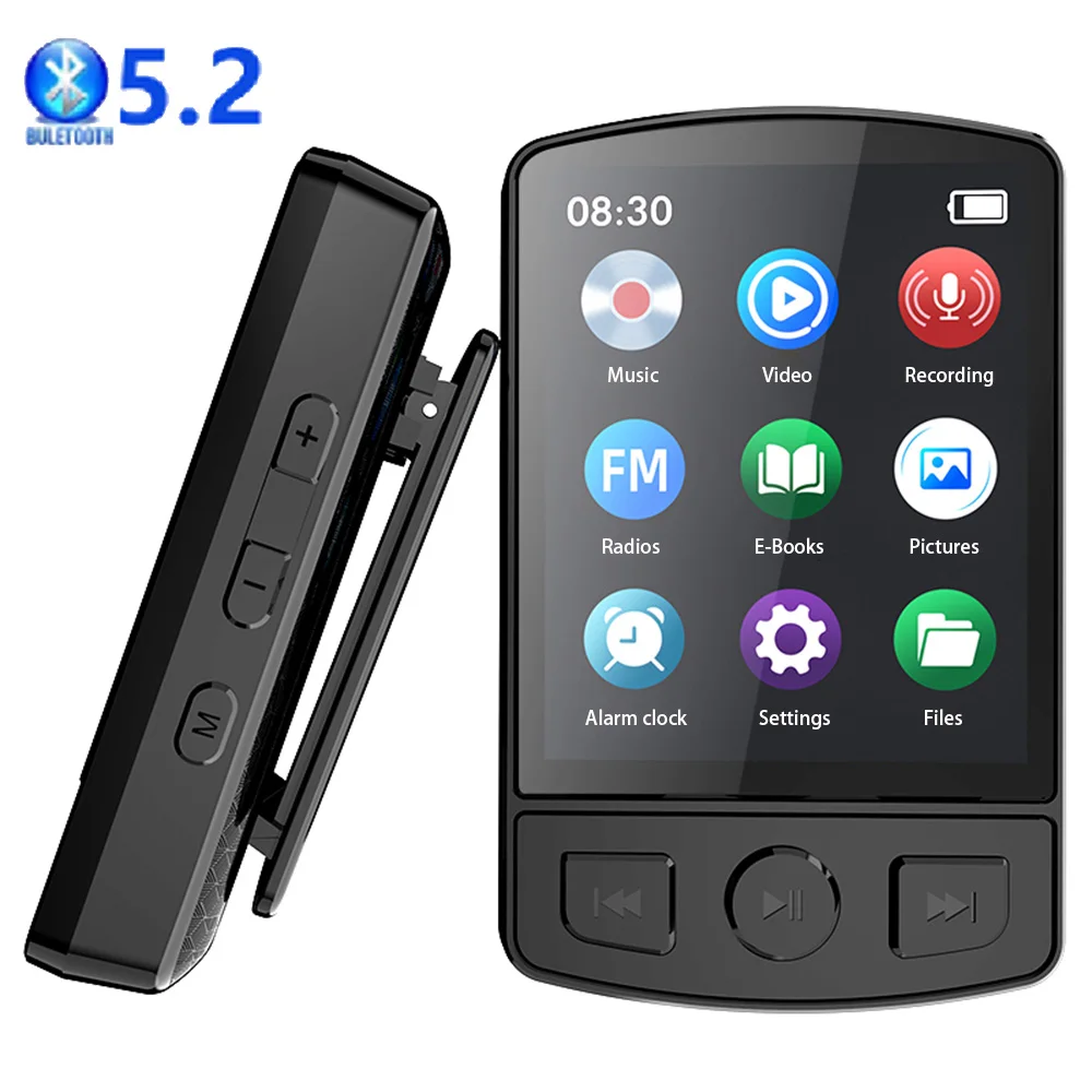 Mini Portable  MP3 Player Bluetooth 5.2 Touch Screen For Walkman Music Players Built In Speaker With Fm Radio/Recording MP4