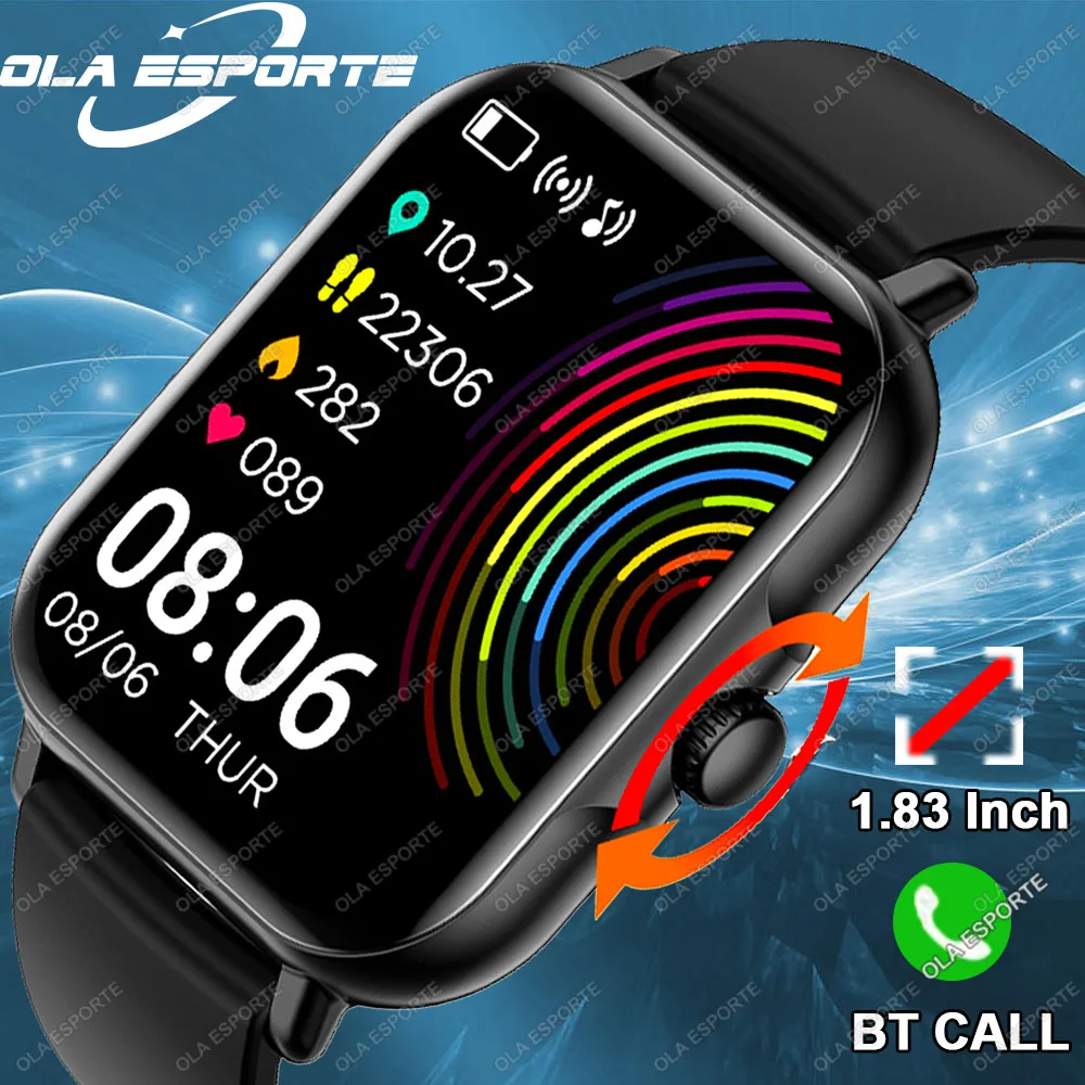 Smart Watch For Men Women Gift 1.83 Inch Full Touch Screen Sport Fitness Watches BT Calls Digital Smartwatch Wristwatch 2024 New