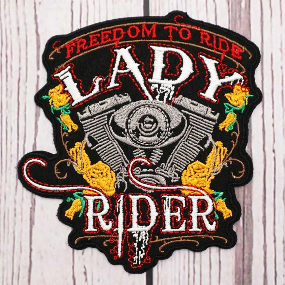 LADY RIDER Embroidered Patch Hook & Loop Sew on Embroidery Military Badge