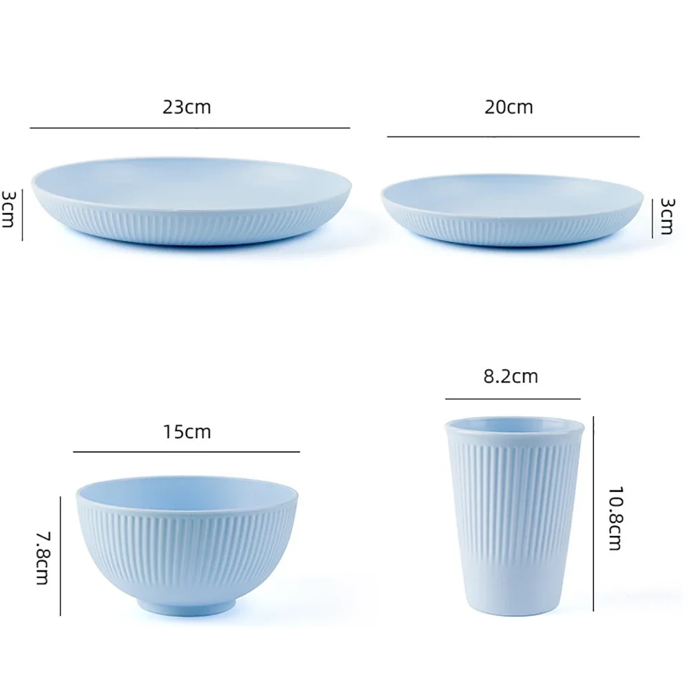 24Pcs/Set Black Unbreakable Dinner Plates Cup Wheat Straw Dinnerware Sets Microwave Dishwasher Safe Reusable Tableware Set