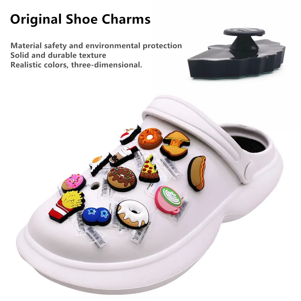 3 Pack Original Food Style PVC Shoe Charms Designer Sandal Upper Decorations Accessories Delicacy Dessert Shapes Clog Pin Buckle