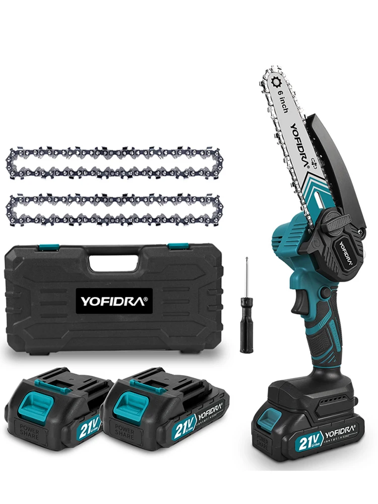 YOFIDRA 30000 U/min 6 Zoll Elektrische Kettensäge Tragbare Kettensäge Garten Holzbearbeitung Schneiden Power Tool Für Makita 21 V Batterie pin