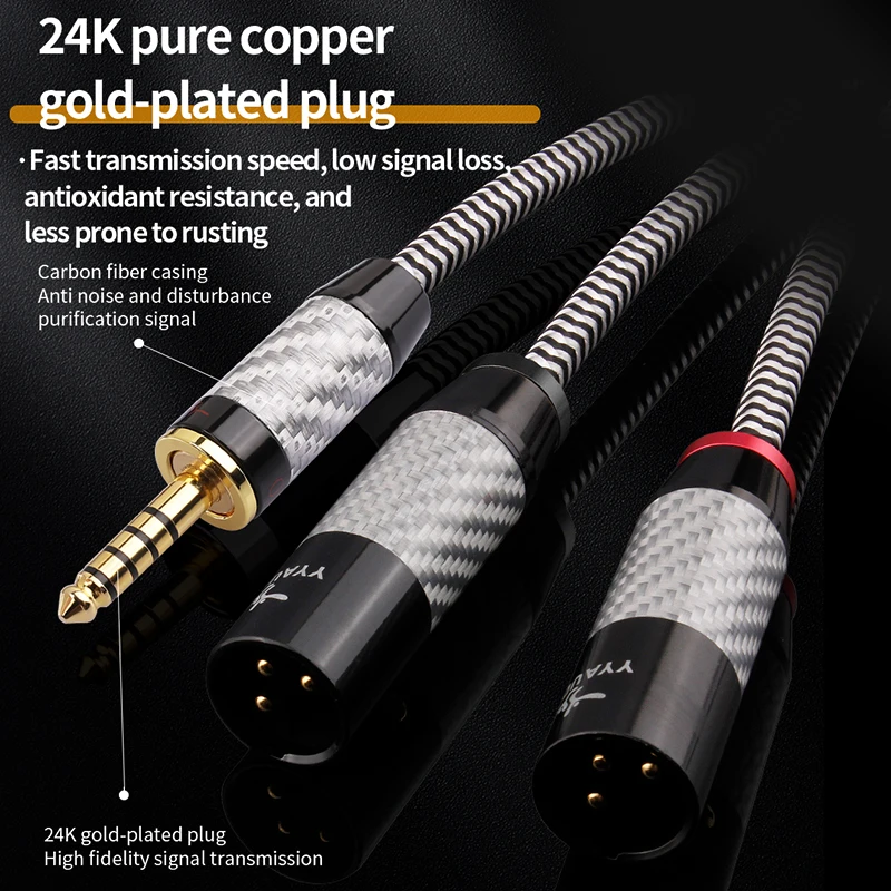 YYAUDIO 4.4mm 5극-듀얼 XLR 남성형 밸런스드 케이블 7N OCC 은도금 하이파이 오디오(DAP DAC 앰프 스튜디오 모니터용)