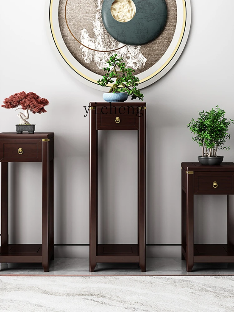 YY Living Room High and Low Storage Rack Combination Floor-Standing Retro Balcony Bonsai Several Shelves