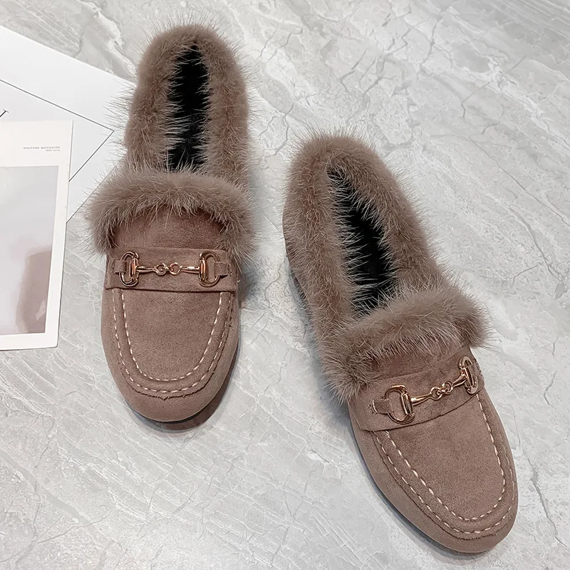 eepskin-version-flat-bot-fur-slippers-round-toe-women's-oes-easy-to-wear-bean-bean-cotton-oes-comfortable-faionable